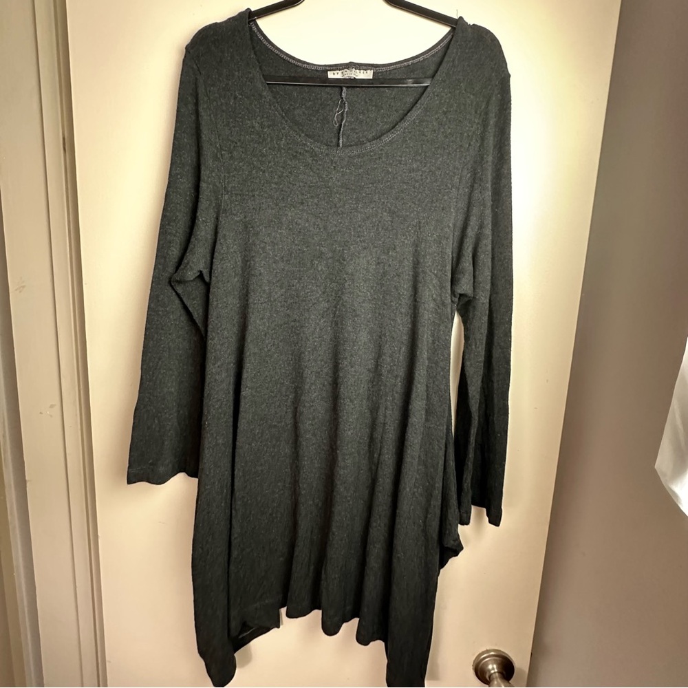bryn Walker Gray Soft 90% Viscose Waterfall Lagenlook Oversized Tunic Top Size L